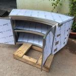 Quầy inox cong có kệ giữa