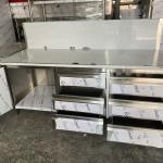 QUẦY TỦ INOX CÓ 6 HỌC KÉO