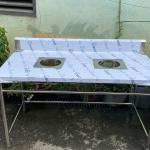 BÀN INOX CÓ 2 LỖ BỎ RÁC 