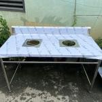 BÀN INOX CÓ 2 LỖ BỎ RÁC 