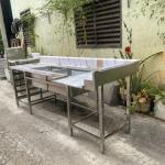 BÀN 2 CHẬU CHỮA L CÓ KỆ RACK - VƯƠNG PHÁT
