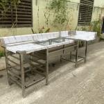 BÀN 2 CHẬU CHỮA L CÓ KỆ RACK - VƯƠNG PHÁT
