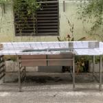 BÀN 2 CHẬU CHỮA L CÓ KỆ RACK - VƯƠNG PHÁT