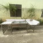 BÀN 2 CHẬU CHỮA L CÓ KỆ RACK - VƯƠNG PHÁT