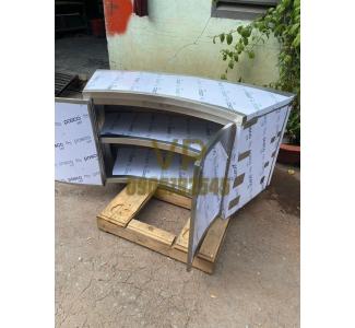 Quầy inox cong có kệ giữa