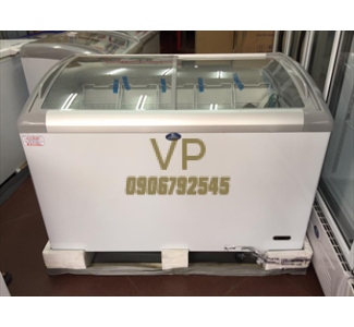 Tủ đông Sanden kính cong SNC 0285 330L Gas R290 lạnh nhanh