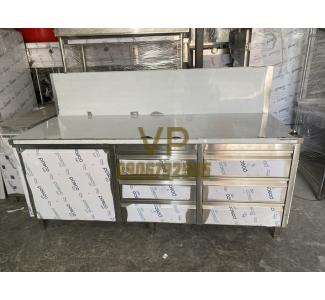 QUẦY TỦ INOX CÓ 6 HỌC KÉO