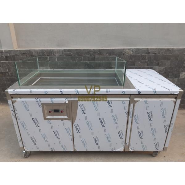 QUẦY INOX TRƯNG BÀY HẢI SẢN DI ĐỘNG 1700MM