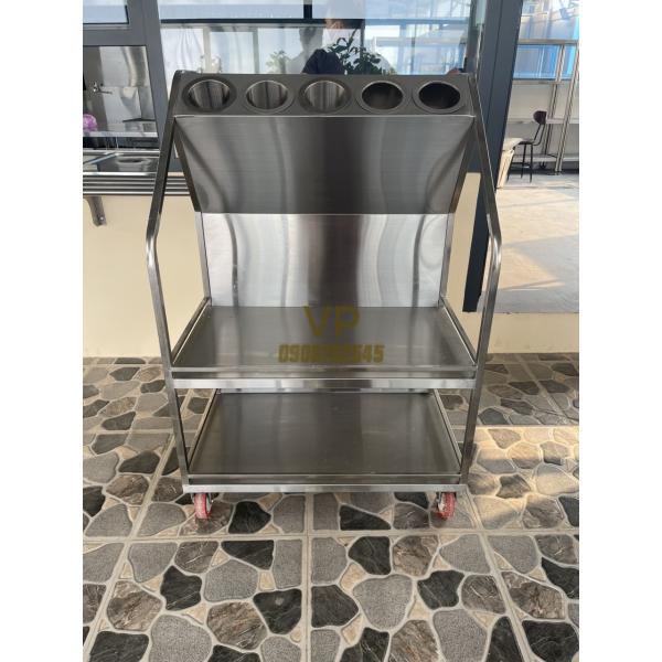 XE ĐẨY ĐŨA MUỖNG KHAY INOX 304