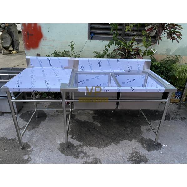 BÀN 2 CHẬU BẰNG INOX