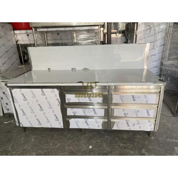 QUẦY TỦ INOX CÓ 6 HỌC KÉO