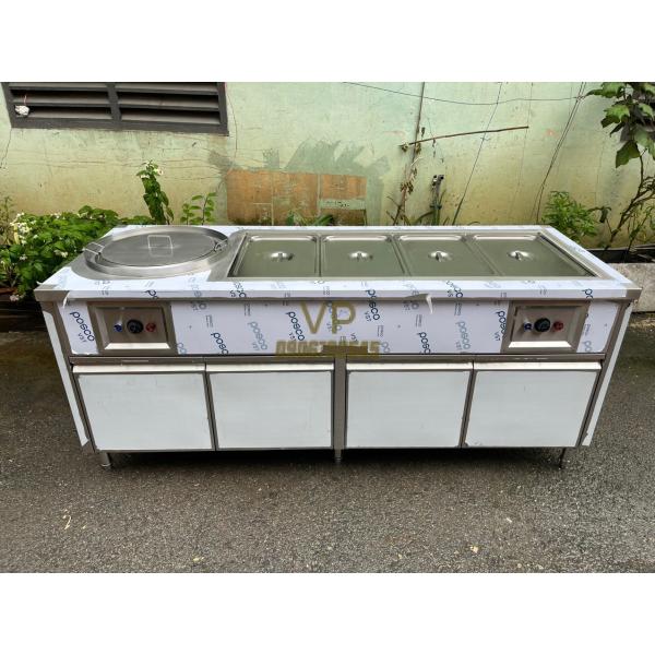 QUẦY HÂM NÓNG THỨC ĂN 4  KHAY GN VÀ 1 NỒI 100 LÍT